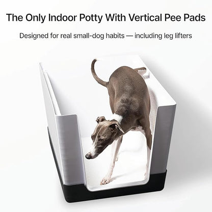 Indoor Dog Potty with High Walls and Low Entry for Small Dogs — Vertical Pad Holder, Splash Guard, and Clean Modern Design by DoggyBathroom (Regular, Navy Blue)