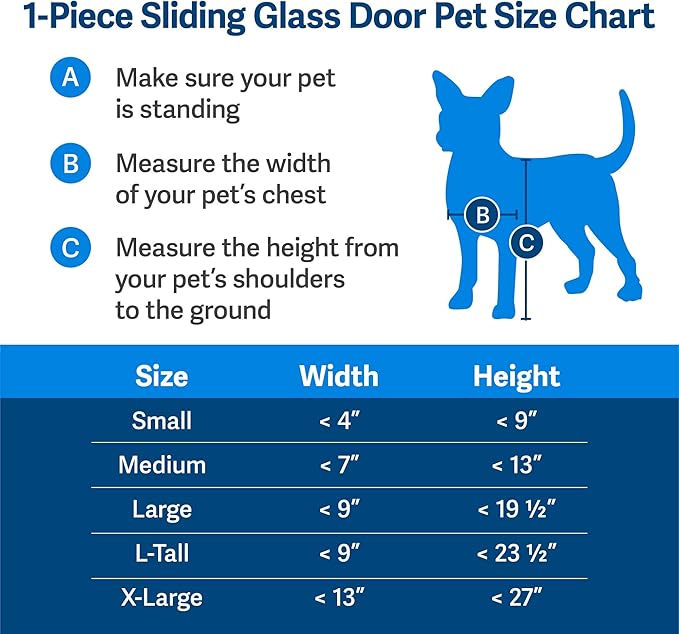 PetSafe Sliding Glass Pet Door - No-Cut DIY Install Doggy Door for Renters - Aluminum Frame - Adjustable Height 75 7/8" to 80 11/16" - Ideal for Small Dogs Up to 15 lb - White