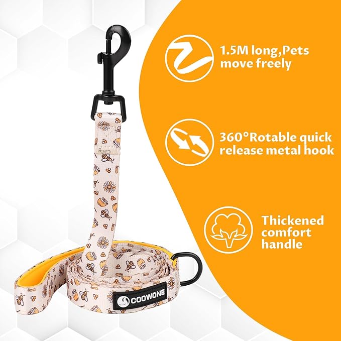 Dog Cat Harness and Leash Set, Puppia Soft Mesh Padded and Adjustable Puppy Vest Cute Dog Clothes Escape Proof Easy Walk Pet Accessories (Honeybee, XS (Neck 9"-11"; Chest 11"-13"))