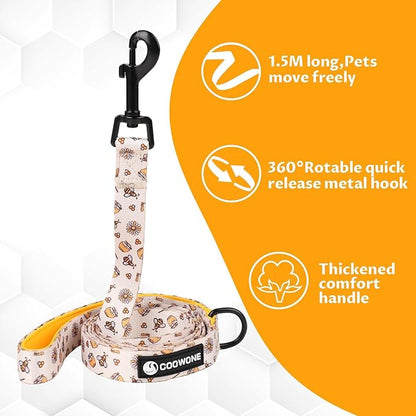 Dog Cat Harness and Leash Set, Puppia Soft Mesh Padded and Adjustable Puppy Vest Cute Dog Clothes Escape Proof Easy Walk Pet Accessories (Honeybee, XS (Neck 9"-11"; Chest 11"-13"))