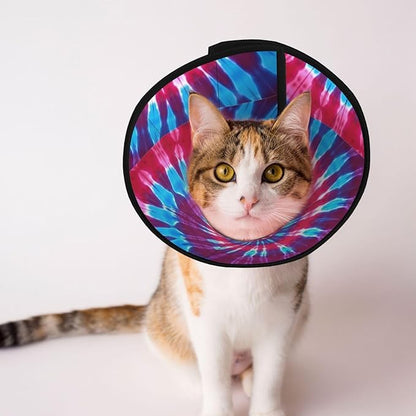 Soft Recovery Cat Cone Collar Tie Dye, Adjustable Dog Cat Cone for Cats, Puppy, and Small Dogs, Comfortable and Protective Design