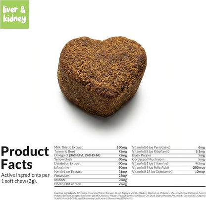 Milk Thistle for Dogs - 90 Soft Chews - Liver and Kidney Support - Hepatic Support with EPA & DHA - Detox - Liver Supplement for Dogs with Choline and L-Arginine.