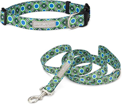 Lucky Love Dog - Easy Click Buckle Dog Collar with Leash Set Combo, Durable & Comfortable for Male & Female Dogs, Pet Collar for Large Dogs, Secure Fit - Leo Combo, Large