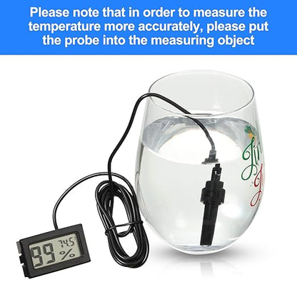 Weewooday Mini Digital Temperature Humidity Meters Gauge with Probe Gauge LCD Fahrenheit Display Thermometer Hygrometer for Incubator Reptile Plant Greenhouse Chicken Coop Garden(Black, 24 Pieces)