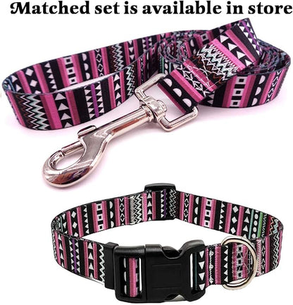 Mihqy Dog Collar with Bohemia Floral Tribal Geometric Patterns - Soft Ethnic Style Collar Adjustable for Small Medium Large Dogs（Bohemian Purple,M）