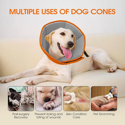 Dog Cone Collar After Surgery for Medium Dogs, Adjustable Soft Recovery Cone for Dogs to Stop Licking Biting, Comfortable Pet Elizabethan Alternative for Wound Healing