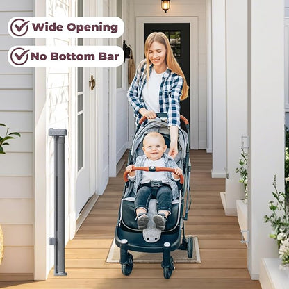 76" Retractable Baby Gates Extra Wide, Mesh Long Dog Gate for Wide Openings, Indoor Outdoor Stair Gate for Doorways Hallways Deck Porch, Child Pet Safety Essentials for Home, Grey