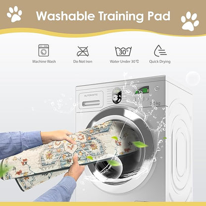 SCLOSE Washable Pee Pads for Dogs Large 2 Pack, 48" x 48" Reusable Puppy Pads Waterproof Dog Rugs, Super Absorbent, Leakproof, Dog Crate Pad, Playpen Mat, Whelping Pads, White Medallion