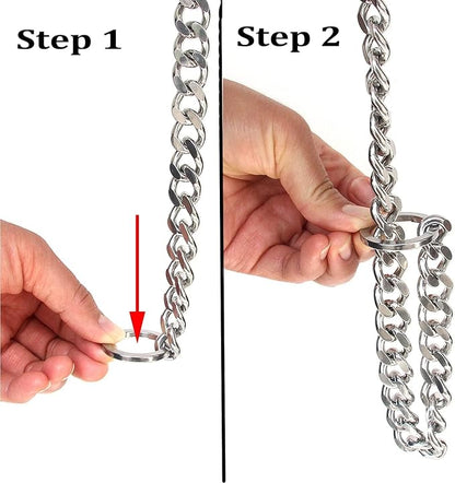 Chain Choke Collar for Dogs, Metal Slip Link Training Heavy Duty Dog Collar Martingale Puppy Collars for XXS XS Small Medium Large Big XL Breed Dogs (Silver, XS(Neck Max 12inch) D2.0mm)
