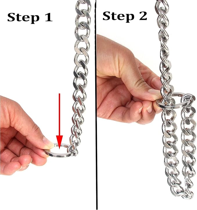 Chain Choke Collar for Dogs, Metal Slip Link Training Heavy Duty Dog Collar Martingale Puppy Collars for XXS XS Small Medium Large Big XL Breed Dogs (Silver, L(Neck Max 20inch) D3.5mm)