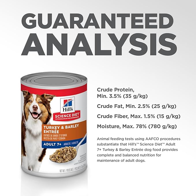 Hill's Science Diet Adult 7+ Wet Dog Food, Turkey & Barley, 13 oz. Cans, 12-Pack