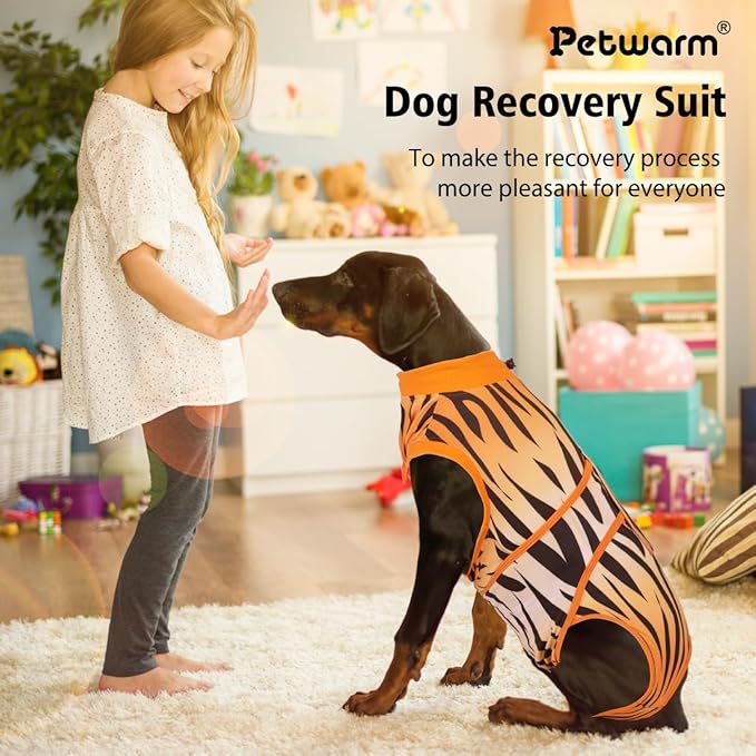 PetWarm Dog Recovery Suit, Surgical Suit for Dogs Female Spay Male Neutered, Dog Onesie for Surgery, Anti-Licking Dog Surgery Recovery Suit, Leopard Pattern, Yellow, M