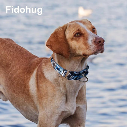 Reflective Martingale Collar for Dogs Nylon Training Collar with No Buckle, No Pull Escape Proof Dog Collar for Medium Dogs（Blue Dinosaur，M）
