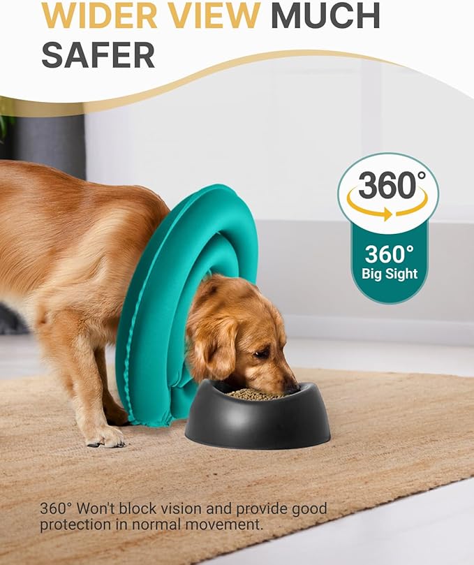 MIDOG Soft Inflatable Dog Cone - Comfortable Alternative After Surgery that Doesn't Block Vision, Patented Donut Recovery Collar Prevents Licking for Large & Medium Dogs (M)