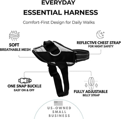 ShawnCo Essential Dog Harness, No-Pull Pet Vest with 3 Leash Clips, No Choke, Reflective, Adjustable and Padded, for Easy Walking and Training for Small, Medium and Large Dogs (White Marble, L)