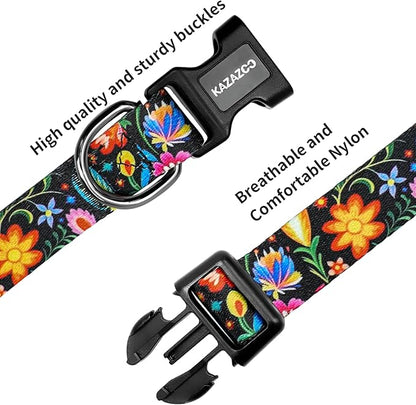 Kazazoo Dog Collar Cute and Soft Nylon Puppy Collar for Boy and Girl, Adjustable Dog Collars for Small Medium Dogs, Tropical-XS
