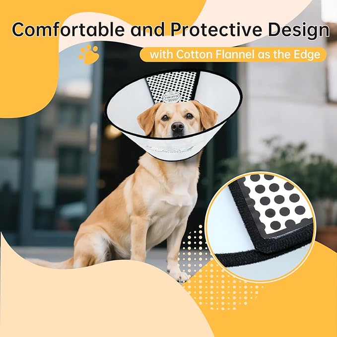 Dog Cone Collar for Surgery Recovery, Adjustable Soft Elizabethan Collar, Anti-Lick Protective Neck E-Collar for Dogs S