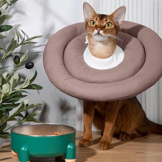 Comfortable Adjustable Soft Dog Cone Alternative After Surgery - Elizabethan Donut Collar for Cats, Medium Dogs and Small Dogs