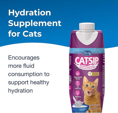 Pet-Ag Cat-Sip Real Milk - 8 oz, 4 Pack - Ready-to-Feed Snack for Cats & Kittens - Easy to Digest with 99% Lactose-Free, Low-Fat Grade A Milk - Encourages Hydration