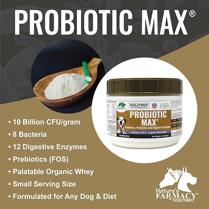 Dogzymes Probiotic Max -10 Billion CFU's Probiotics, Prebiotics, Digestive Enzymes (2 Pound)