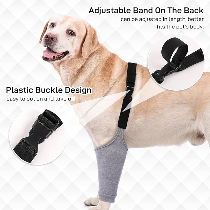 Dog Recovery Suit for Front Legs, Dog Recovery Sleeves After Surgery with Elastic Band, Soft Protective Elbow Braces for Medium Large Dogs, Cone Collar Alternative to Stop Licking Leg Wounds,Grey,XL