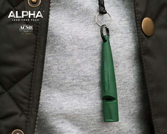 ACME Alpha 210.5 Professional Dog Training Whistle with Enhanced Ergonomic Grip. BPA-Free Plastic. 110 dBA. Standardized Frequency for Smaller Dogs. Weatherproof. Made in the UK (Forest Green)