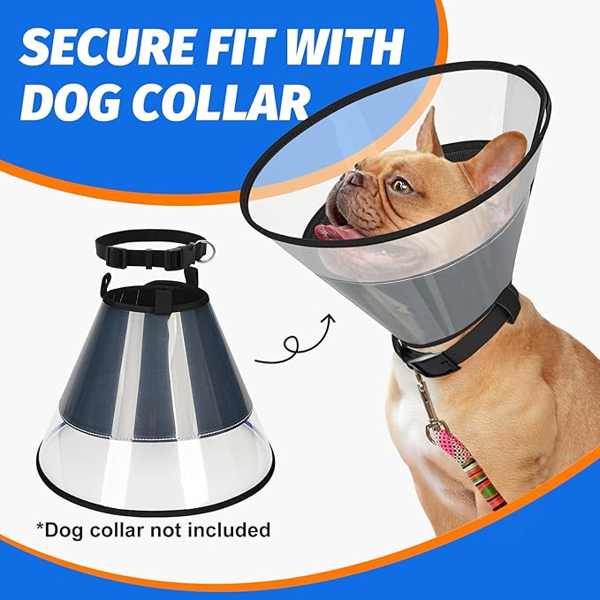 Dog Cone Collar with Soft Liner to Stop Licking, Elizabeth Recovery Collar After Surgery for Large Medium Dogs, Comfortable Pet Head Cone Alternative for Neutering Spay Injury (XS)