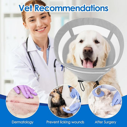 SAWMONG Soft Cone for Dogs – Extra Large Dog Recovery Collar, Adjustable E-Collar to Stop Licking After Surgery (XL, Gray)
