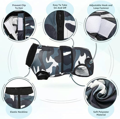 Lukovee Recovery Suit for Dogs, Zipper On Recovery Suit for Female Male Dog, Onesie Abdominal Wounds Cone E-Collar Alternative Prevent Licking Spay Recovery Suit (L,CF)