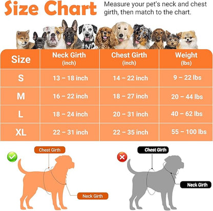 Funfox Dog Harness No Pull, Adjustable Pet Vest Harness, Super Soft Material with Vertical Handle Easy Control, Reflective Night Walking, 2 Leash Clips for XLarge Dogs, Orange, XL