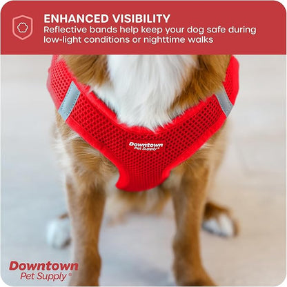 Downtown Pet Supply Step-in Dog Harness – No Pull, Adjustable Padded Mesh with Reflective Trim, Secure Buckle Strap – Comfortable & Breathable Small Dog Harness, XX-Small, Red