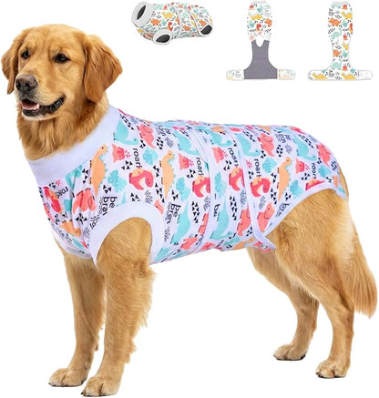 PetWarm Dog Surgery Suit, Dog Surgical Recovery Suit, E Collar Alternative for Dogs After Surgery, Abdominal Wounds Bandages Female Male Onesie for Dogs Spay Neuter, White, L
