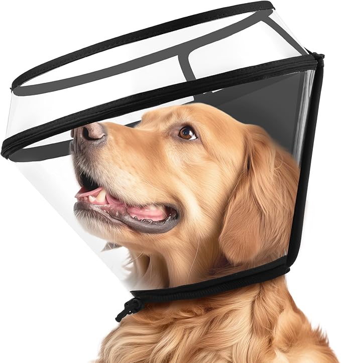 Dog Cone Collar for After Surgery,Transparent Dog Cones Alternative for Small Large Medium Size Dogs,Adjustable Depth Pet Recovery Collars,Elizabethan Collar for Dogs Stop Licking Wound(XL)