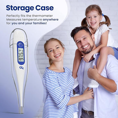 Femometer Thermometer for Adults and Kids, Digital Thermometer with Fever Alert, Memory Recall, C/F Switchable, for Oral, Rectal or Under Arm Use, Klein Blue