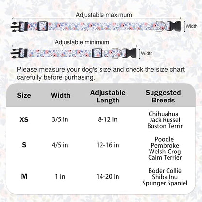 Dog Collar and Leash Set for Small Dogs, Adjustable Soft Puppy Collar with Quick Release Buckle, 5FT Heavy Duty Nylon Matching Leash for Boy Girl Chihuahua, Yorki, Bulldog, Blue S