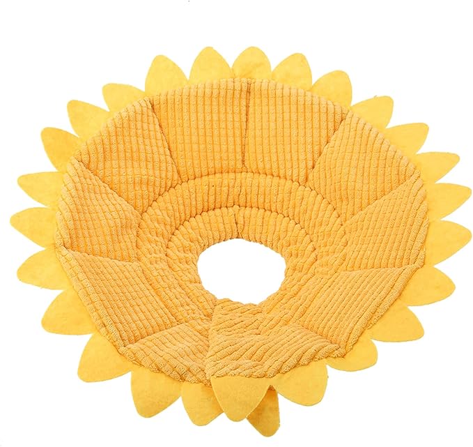 Cat Cone, Pet Recovery Collar Sunflower Shape Pet Elizabethan Collar Pet Recovery Cone Adjustable Pet Collar for Cat Dog (No. 2 Neck Circumference 20-23cm)