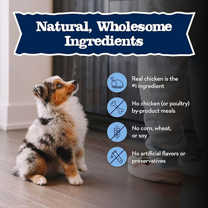 Blue Buffalo Baby Blue Natural Dry Food for Puppies, Healthy Growth Formula with DHA, Savory Chicken Recipe, 24-lb Bag