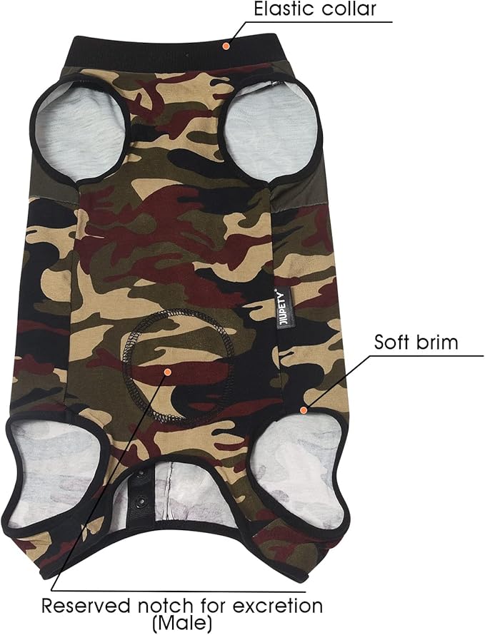 Jiupety Dog Surgical Recovery Suit Adjustable, Not Fit Slim and Long Body, Dogs Suit for Surgery Recovery, 3XL Size, Anti-Licking Surgical Dog Onesies, Camo