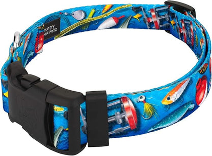 Country Brook Petz - Gone Fishin' Everyday Dog Collar and Leash - Sports and Athletics Collection Featuring Spirited Designs (1 Inch, Extra Large)