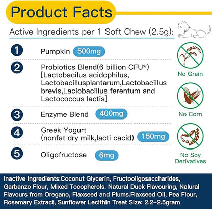 Probiotics for Dogs, Dog Probiotics for Yeast, Itchy Skin and Itchy Ears, Digestive Enzymes with Prebiotics for Digestive Health, Probiotic Chews for Dogs Support Immunity Health - (Chicken 60 Ct)