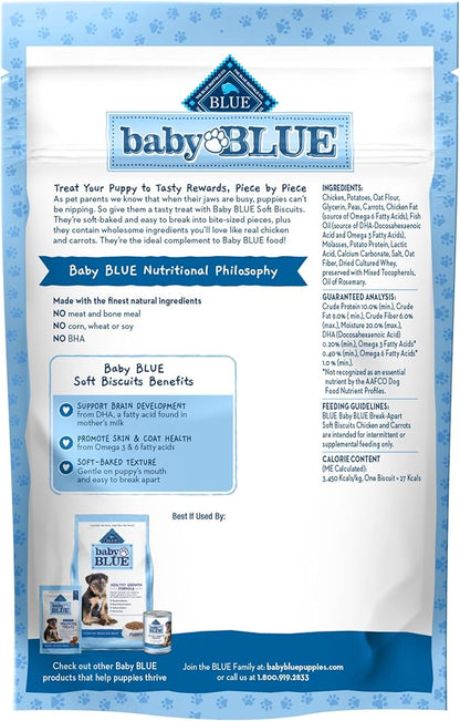 Blue Buffalo Baby Blue Soft Biscuits with DHA, Natural Dog Treats for Puppies, Great for Training, with Chicken & Carrots, 8-oz Bag (Pack of 2)