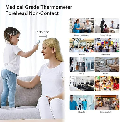 Berrcom Non-Contact Infrared Forehead Thermometer for Adults and Kids, 3-in-1 Digital Fever Thermometers with LCD Display and Fever Alert, Contactless Temperature Reader