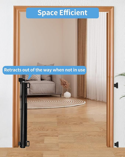 Veraste (2 Pack) Retractable Baby Gate for Doorways and Stairs, Mesh Safety Gate for Pet, Indoor & Outdoor Use, One-Hand Operation, Easy Installation, 33.6" Tall, Expands to 55" Wide（Black,33.6"x55"