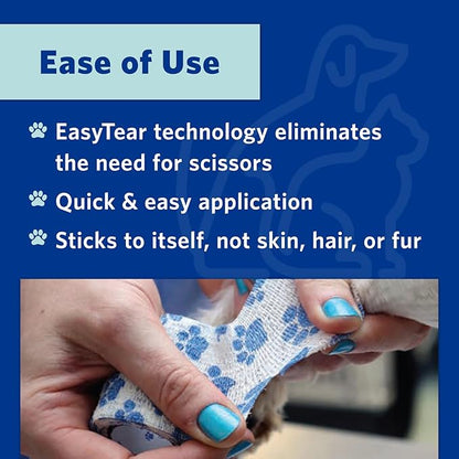 OVIK Health PetFlex No Chew – Flexible Self-Adhering Elastic Bandage for Wound Care – First Aid Wrap for Small Animals Like Dogs, Cats, and Other Pets - 3 inch, 2 Rolls