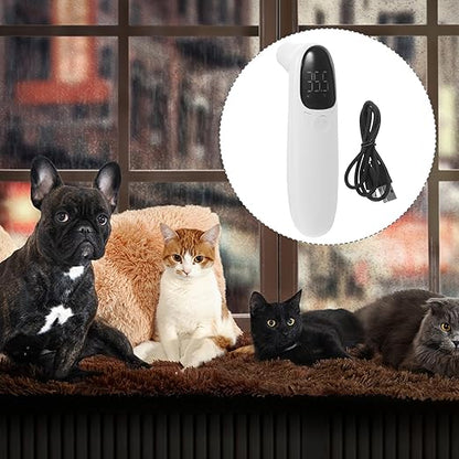 Veemoon Non-Contact Rechargeable Pet Ear Thermometer for Cats and Dogs Accurate Flexible Sensor with LED Display Suitable for Farm Animals Puppies and Pets