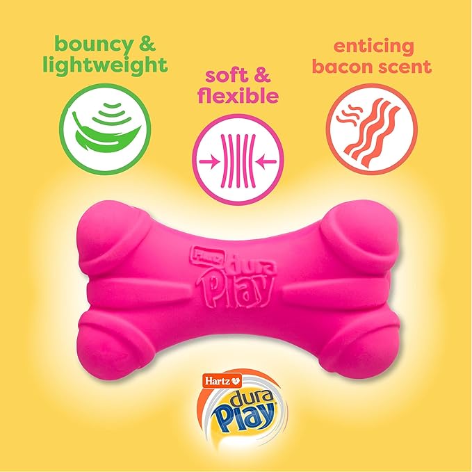 HARTZ Dura Play Soft Dog Bone Toy, Assorted Colors, 1 Ea, for Medium breeds
