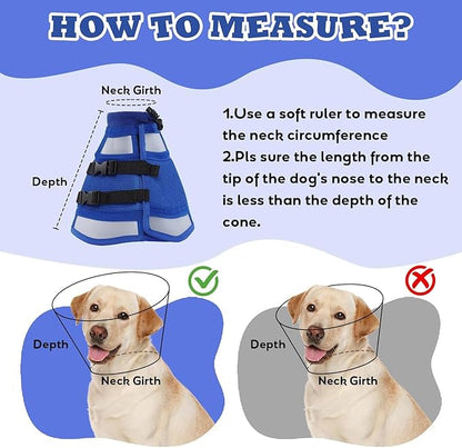 Dog Cone for Dogs After Surgery,Foldable Dog's Cone Collar,Adjustable E Collar Alternative to Stop Licking,Pet Cones for Dog & Cats,Doggy Surgery Collar,Dogs Recovery Collars & Cones,Blue,S