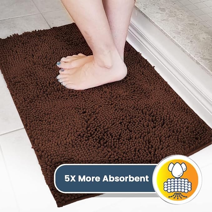 Muddy Mat® | Super Absorbent Door Mat Indoor, Microfiber Quick Dry Chenille Entryway Rug, Non-Slip Front Door Mat, Indoor Mats for Entryway, Machine Washable Pet Rug, Chocolate Brown 6ft x 9ft
