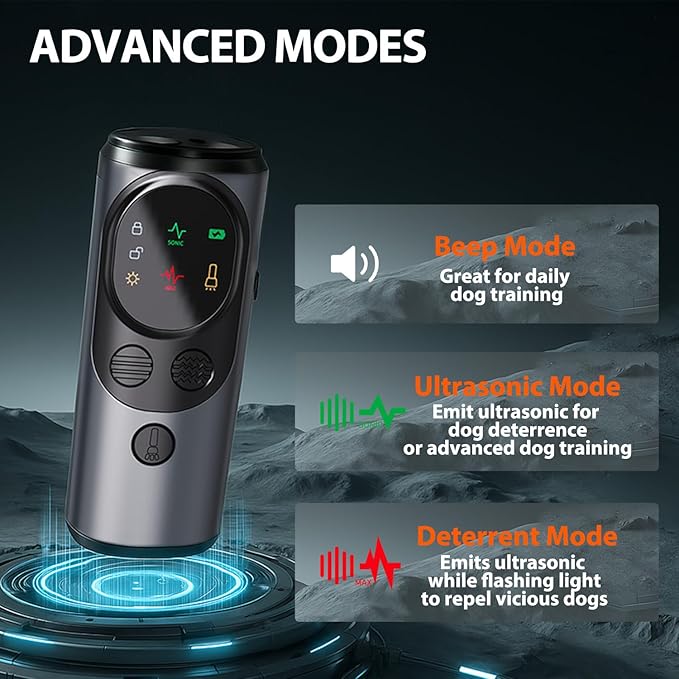 Mtmult Ultrasonic Dog Bark Deterrent - Dog Bark Deterrent Devices, Barking Deterrent Devices, Bark No More Training Aid, LED Flashlight & HD Display (Anti Barking - Grey P10)