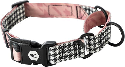 Wolfgang Heavy Duty Martingale Dog Collar with Quick Release Nylon Buckle for Walking & Training, HoundsPink Print, Medium